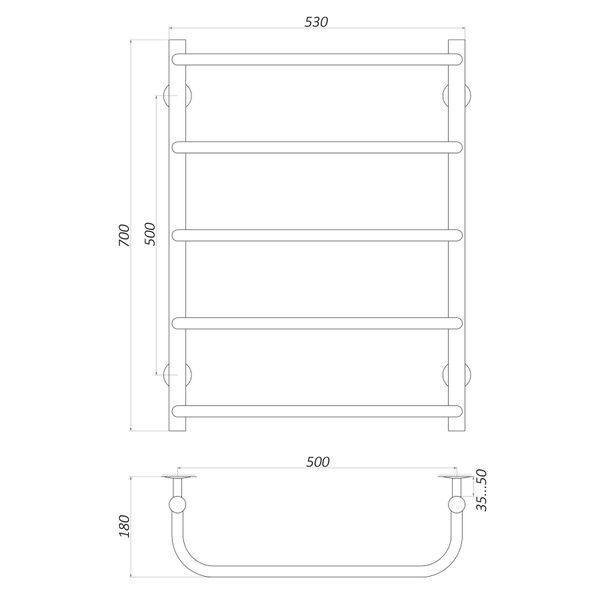 Рушникосушарка UNIO LS W 700-500-5 Драбинка Скоба вода 20880 фото