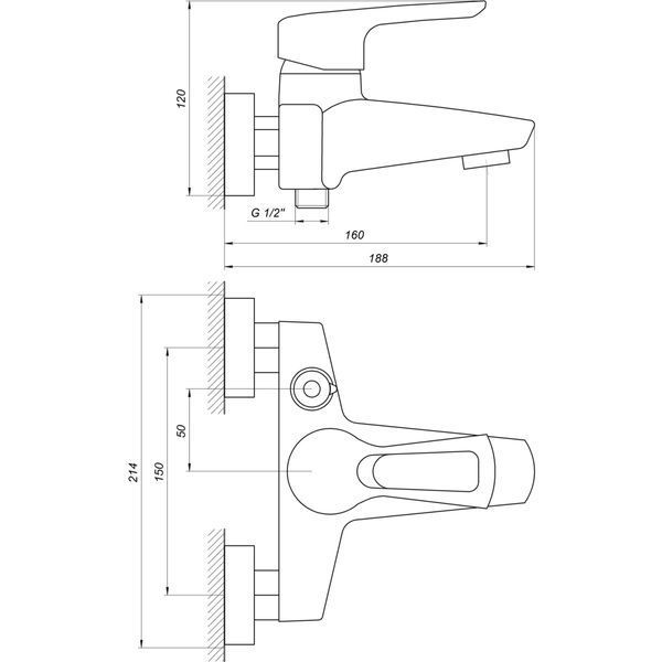 Змішувач для ванни Globus Lux SEVA GLSV-0102N 000009365 фото