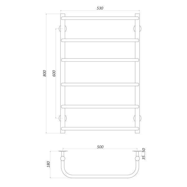 Полотенцесушитель UNIO LS W 800-500-6 Лесенка Скоба вода 20882 фото