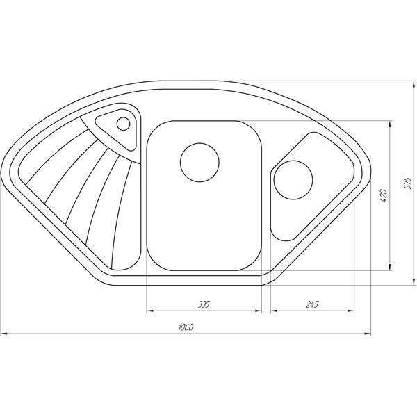 Гранитная мойка Globus Lux AVERNO серый металлик 1060x575мм-А0003 000007696 фото