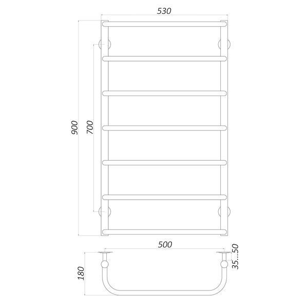 Полотенцесушитель UNIO LS W 900-500-7 Лесенка Скоба вода 20883 фото