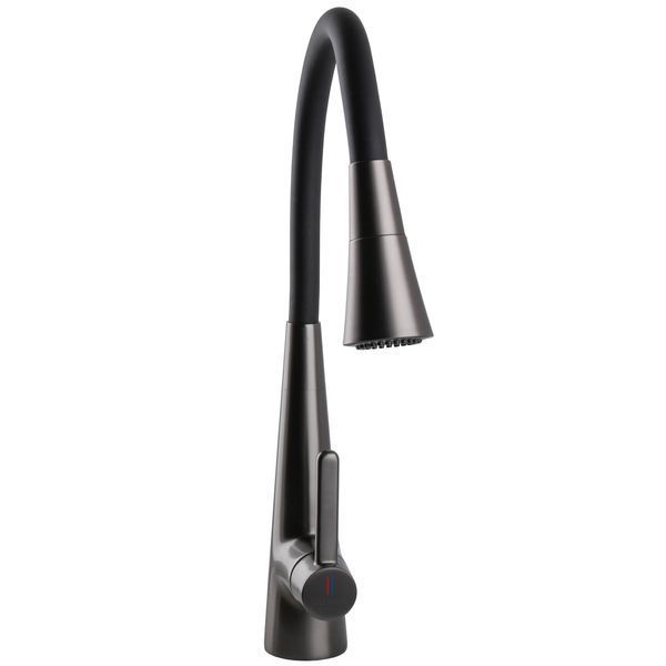 Змішувач для кухні Globus Lux LAZER Pro GLPR-203SM-GPлатунь Графіт,гофровилив Чорний з душ.насадкою 000028923 фото