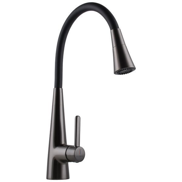 Змішувач для кухні Globus Lux LAZER Pro GLPR-203SM-GPлатунь Графіт,гофровилив Чорний з душ.насадкою 000028923 фото