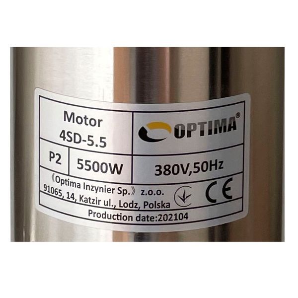 Насос свердловинний з підв, стійк, до піску OPTIMA 4SD16/22 5,5 кВт 120м 3-фазний ( 2 частини ) 000020908 фото