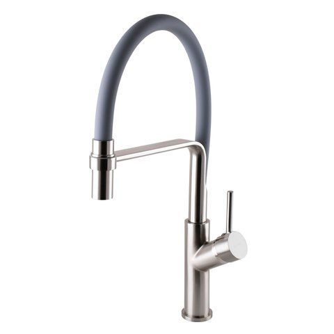 Смеситель для кухни Globus Lux DENVER Flex GDF-32-08-02 Сталь-Серый Гофроизлив, латунь 000022948 фото