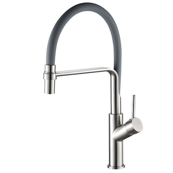 Змішувач для кухні Globus Lux DENVER Flex GDF-32-08-02 Сталь-Сірий Гофровилив, латунь 000022948 фото