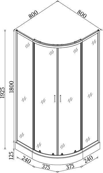 Душевая кабина полукруглая WISLA L80ТS (L80Т) BRAVO (2уп.) 000022471 фото