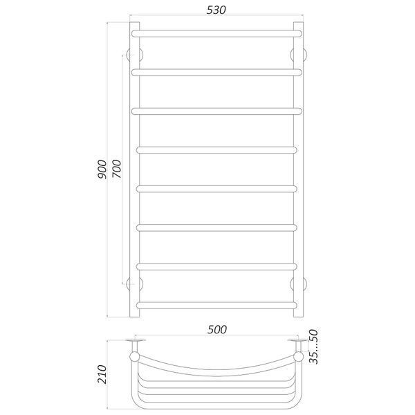 Рушникосушарка UNIO LКD W 900-500-8 Драбинка Каскад Дуга вода 20869 фото