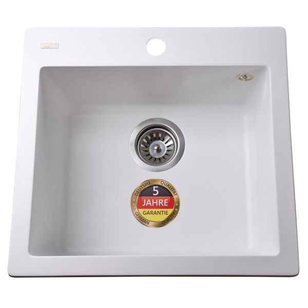 Гранітна мийка Globus Lux AOSTA бiлий 490x455мм-А0007 000023571 фото