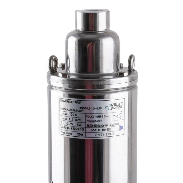 Насос скважинный шнековый VOLKS pumpe 4 QGD 1,2-100-0,75кВт +кабель 15м 000010725 фото
