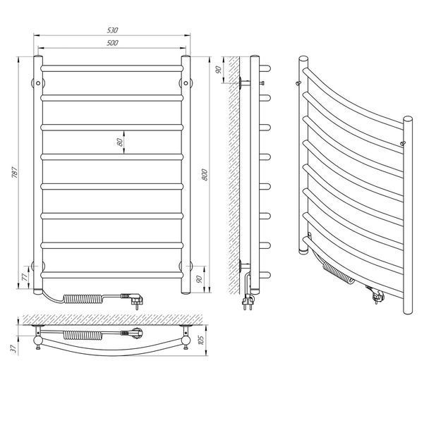 Рушникосушка чорна EF Classic 8 L TB-EF-8L фото