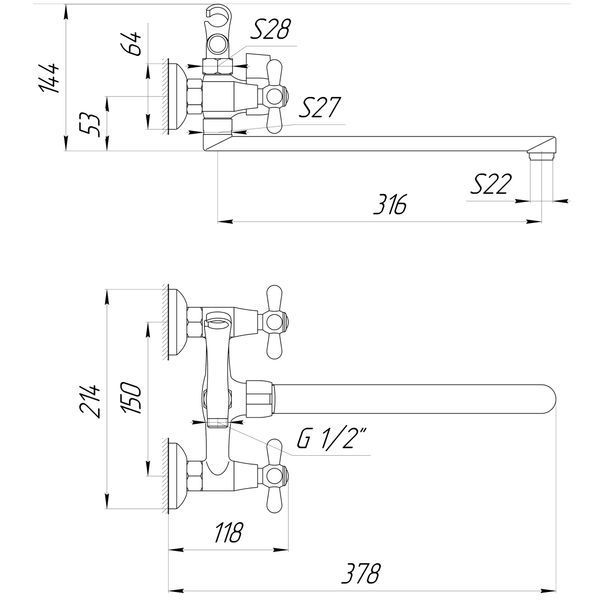 Змішувач для ванни DOMINO DBF-129-35F-SHARM 000013377 фото