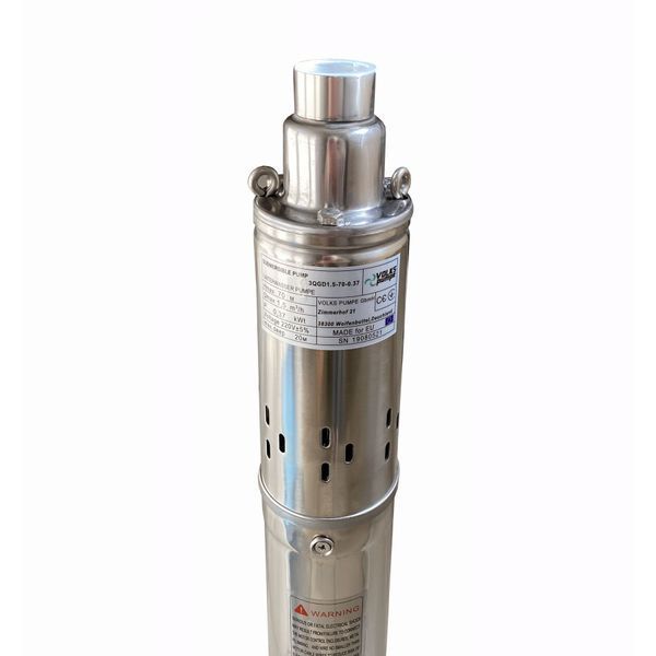 Насос свердловинний шнековий VOLKS pumpe 3QGD 1,5-70-0,37кВт 3 дюйма + кабель 15м 000009648 фото
