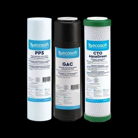 Комплект картриджей Ecosoft 1-2-3 для фильтров обратного осмоса по экономии воды (CHV3ECOAGR) 12732 фото