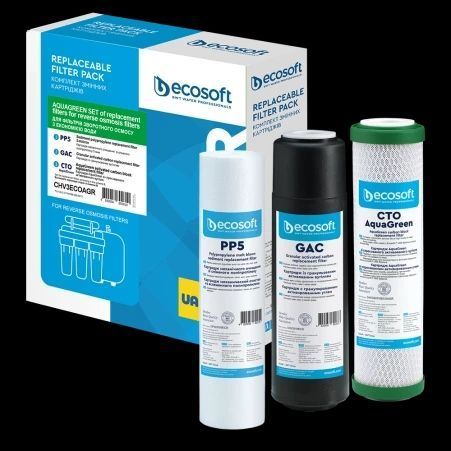 Комплект картриджей Ecosoft 1-2-3 для фильтров обратного осмоса по экономии воды (CHV3ECOAGR) 12732 фото