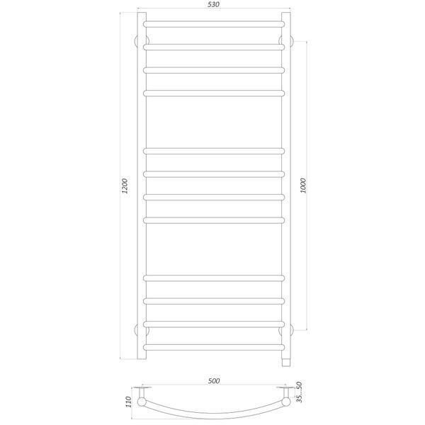 Рушникосушарка UNIO LDE EL 1200-500-12 BLK Лесенка Дуга Элит электро черная 21554 фото