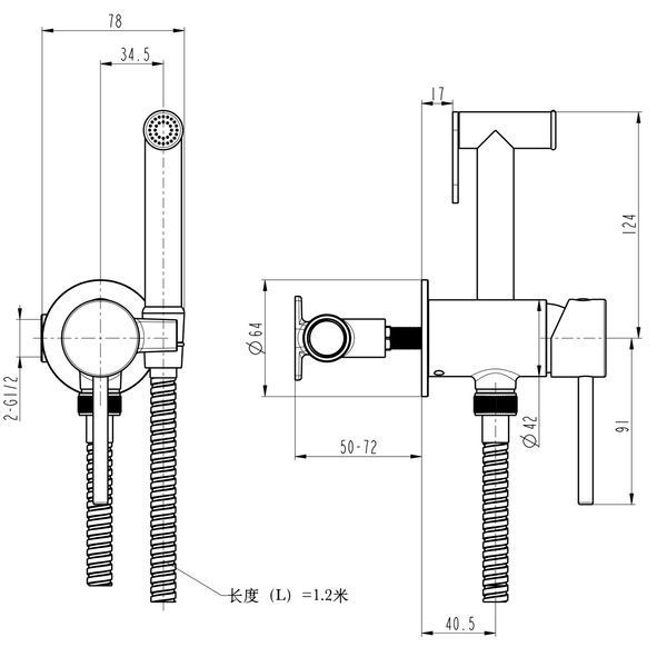 Змішувач гігієнічний TOPAZ LOFT TLF 32106-H39-C 000028884 фото