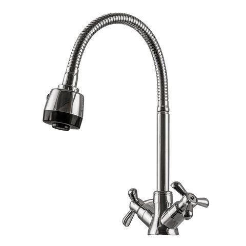 Смеситель для кухни DOMINO DK-H1-2N-103MA Chrom хрест кераміка,с гофровиливом 000017654 фото