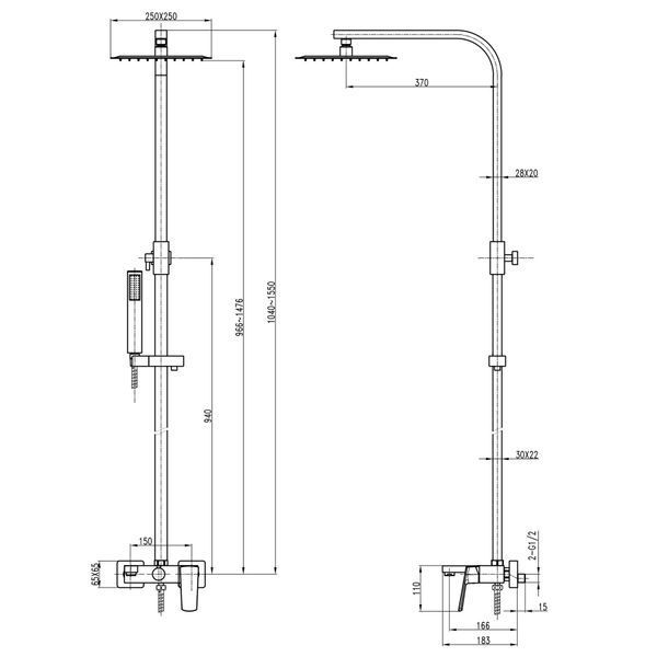Душова система TOPAZ ODISS TO 18202-H66-BL 000028616 фото