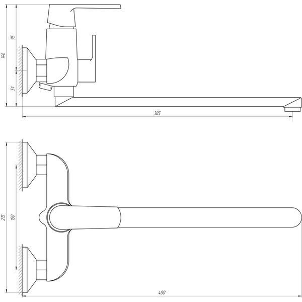 Смеситель для ванны Globus Lux Laguna GLA-0208-10-BB 000021857 фото