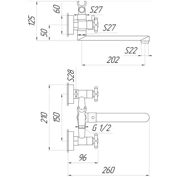 Змішувач для ванни Globus Lux DUKAT SD4-102N 000024960 фото