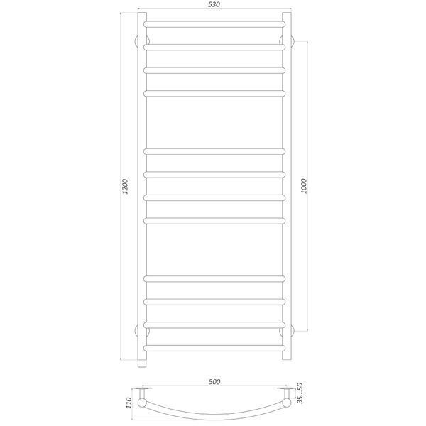 Рушникосушарка UNIO LDE ER 1200-500-12 BLK Драбинка Дуга Еліт електро чорна 21555 фото