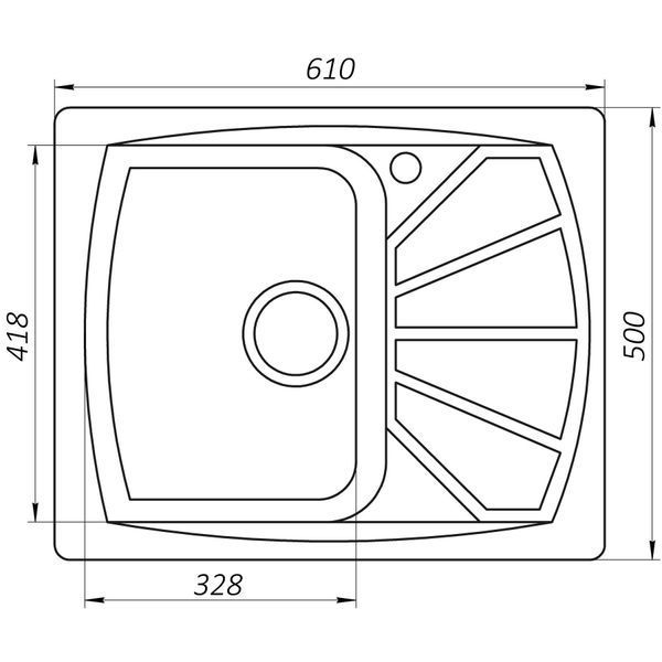 Гранитная мойка Globus Lux TANA черный 610х500мм-А0002 000006050 фото