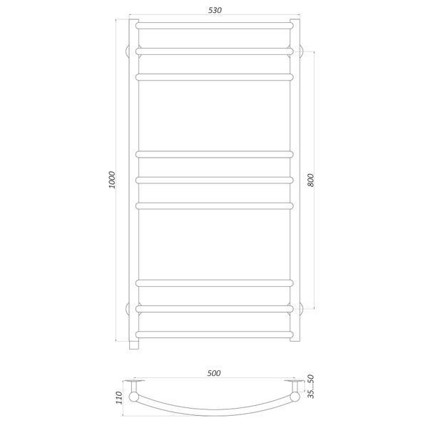 Рушникосушарка UNIO LDE ER 1000-500-9 BLK Лесенка Дуга Элит электро черная 21557 фото