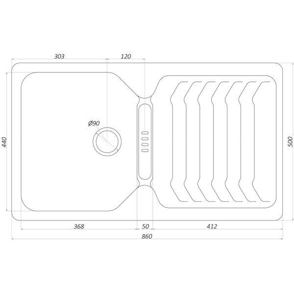 Гранитная мойка Globus Lux BOREN белый 860х500мм-А0007 000009961 фото