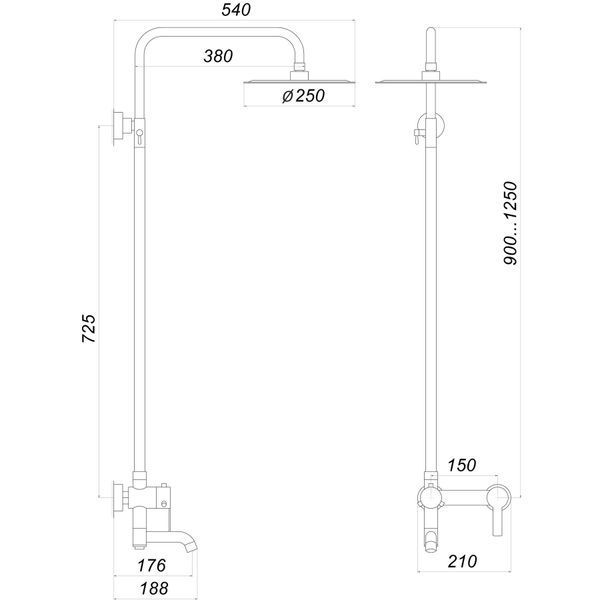 Душевая система Globus Lux ALPEN SBT1-SH-02 000016100 фото