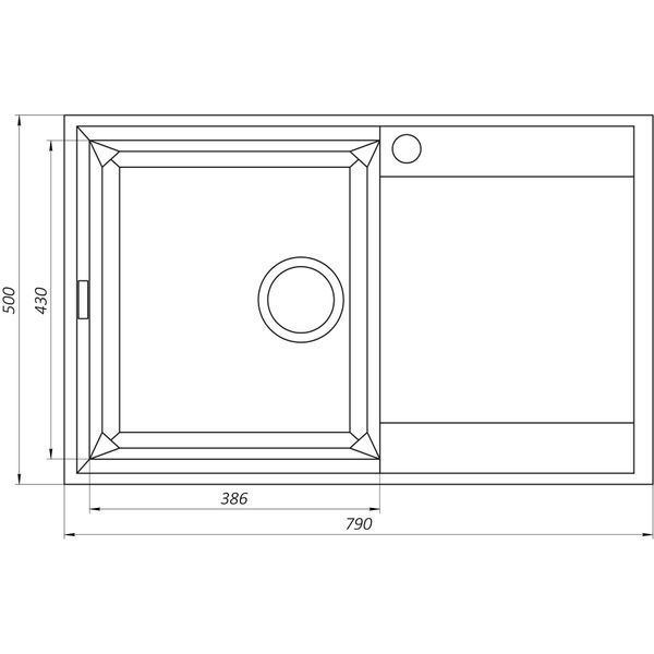 Гранитная мойка Globus Lux KOMO графiт 790х500мм-А0001 000006137 фото