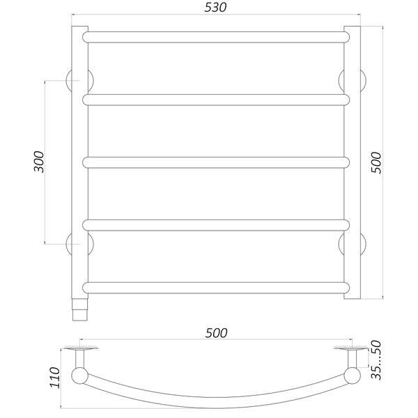 Рушникосушарка UNIO LD ER 500-500-5 BLK Лесенка Дуга электро черная 21667 фото