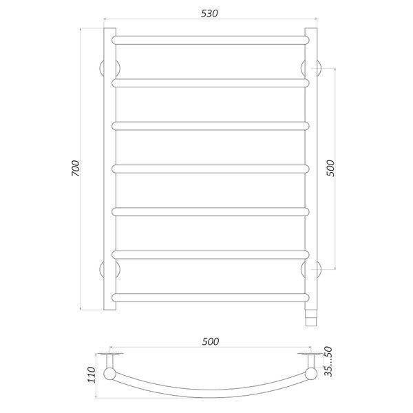 Рушникосушарка UNIO LD ER 700-500-7 BLK Лесенка Дуга электро черная 21669 фото
