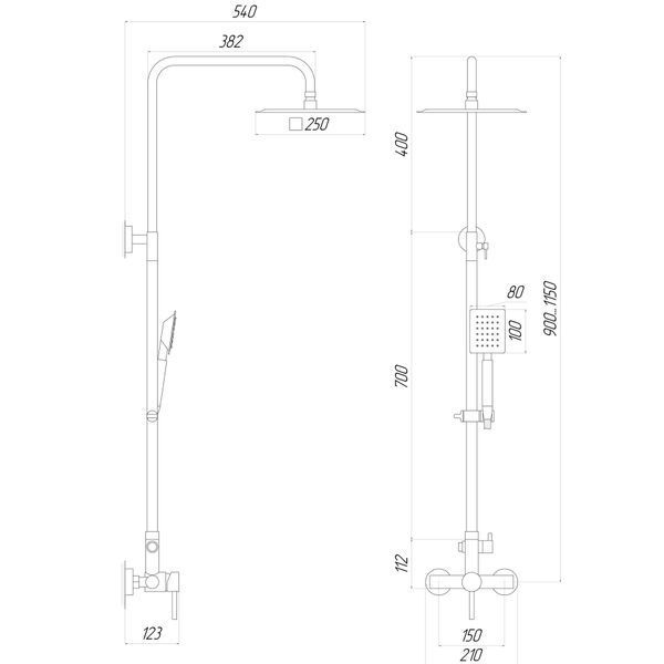Душова система Globus Lux ALPEN SBT1-SQ-05-304 000021906 фото