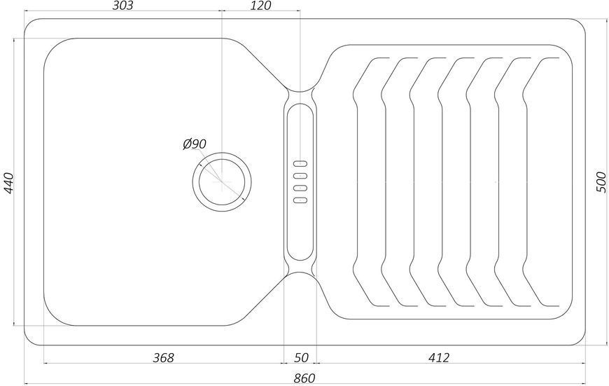 Гранитная мойка Globus Lux BOREN коричневый 860x500мм-А0006 000010599 фото
