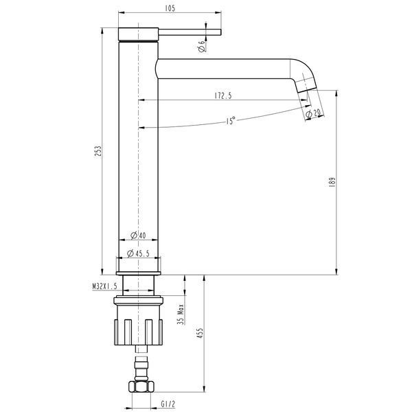 Смеситель для умывальника TOPAZ LOFT TLF 32203-H75-C 000028880 фото