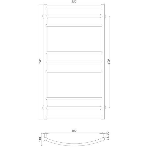 Рушникосушарка UNIO LDE ER 1000-500-9 Лесенка Дуга Элит электро 20872 фото