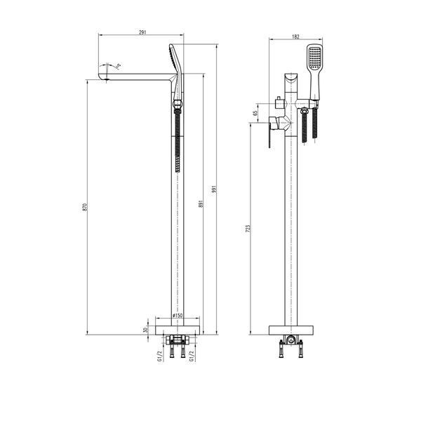 Змішувач для ванни TOPAZ BARTS TB 07113-H36 000019561 фото
