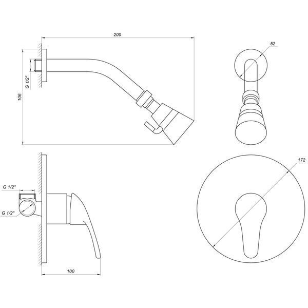 Змішувач для душу Globus Lux SOLLY GLSO-0105S 000009354 фото