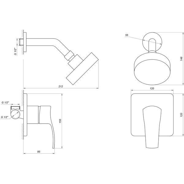 Смеситель для душа Globus Lux QUEENSLAND GLQU-0105S-KIT 000012731 фото